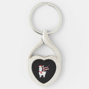 Llamerry Merry Christmas Llama Santa Claus Key Ring