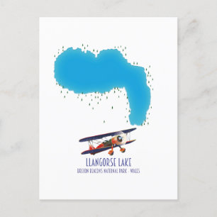 Llangorse Lake Brecon Beacon walesm map Postcard