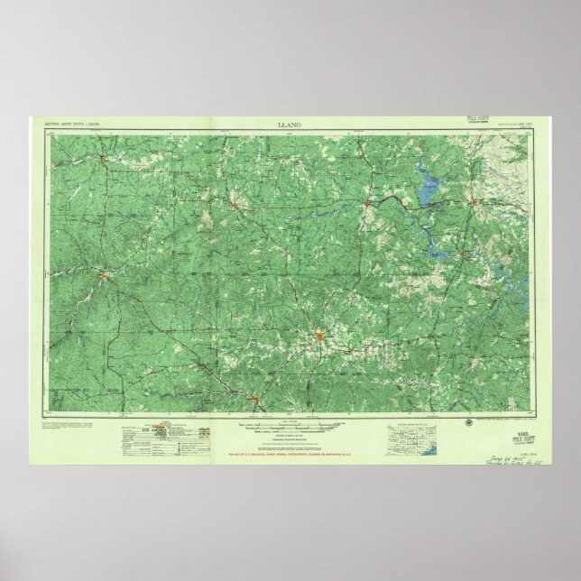 Llano TX Topo Map Poster (Front)