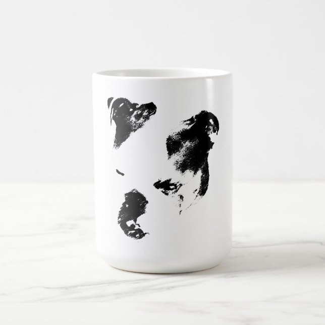 Lleft‑facing bulldog in bold ink contrast coffee mug (Center)