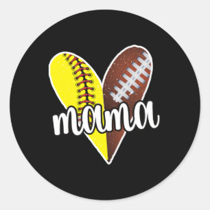 Ller Mama Proud Softll Footll Player Ll Mom  Classic Round Sticker