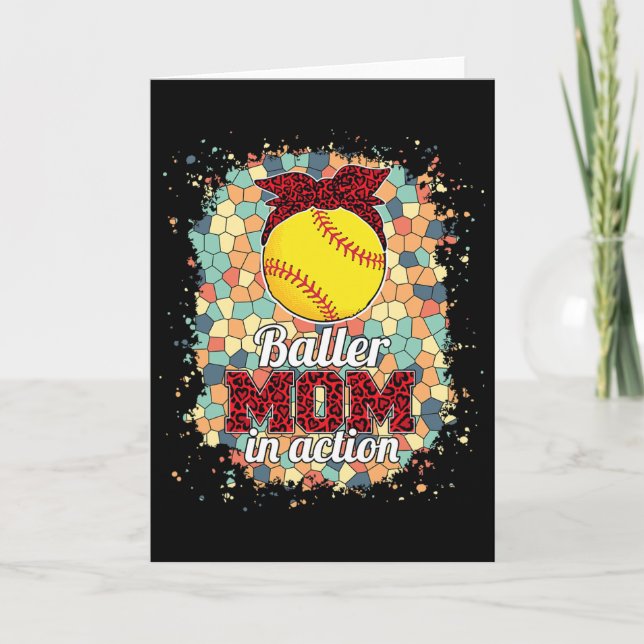 Ller Mum In Action - Leopard Softll Mum Tee For Wo Card (Front)