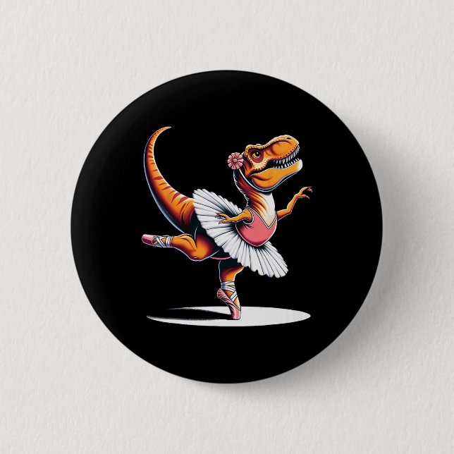 Llerina T-rex Dancing  6 Cm Round Badge (Front)