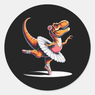 Llerina T-rex Dancing  Classic Round Sticker