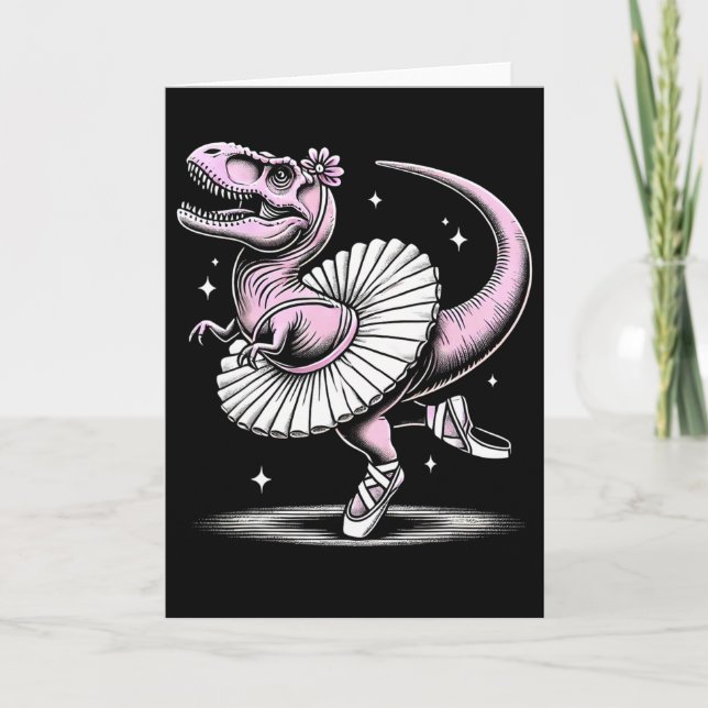 Llet Dancing T-rex In Tutu And Slippers  Card (Front)