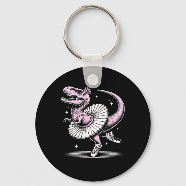 Llet Dancing T-rex In Tutu And Slippers  Key Ring (Front)