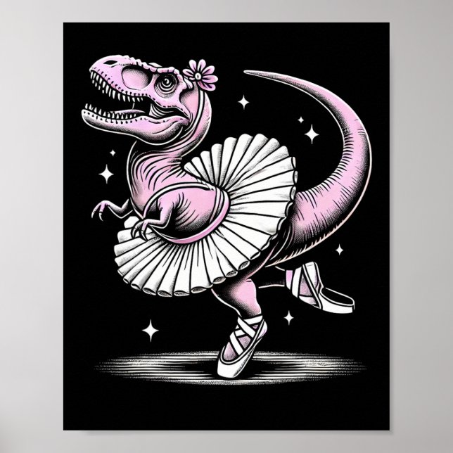 Llet Dancing T-rex In Tutu And Slippers  Poster (Front)