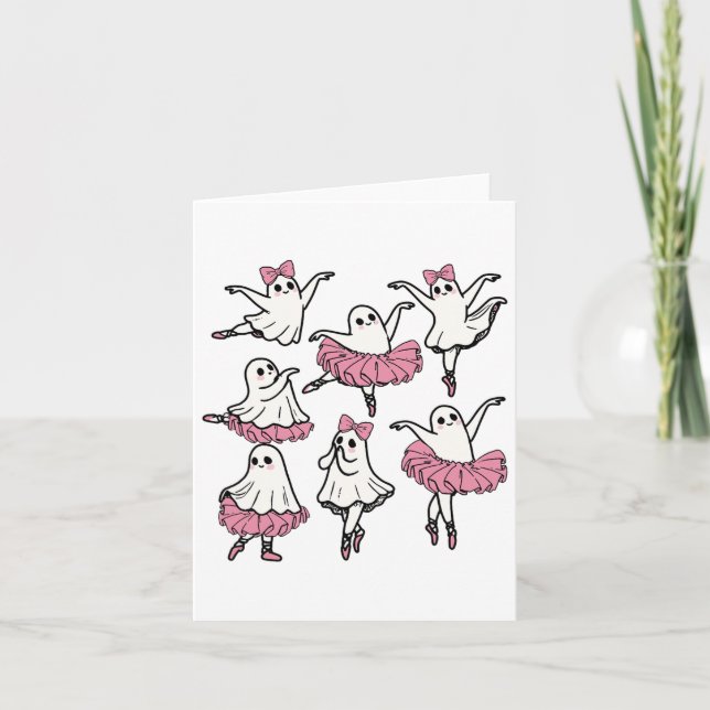 Llet Ghost Dancer Cute Boo Dancing Halloween  Card (Front)
