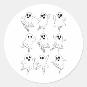 Llet Ghost Dancing Dancer Dance Teacher Halloween Classic Round Sticker