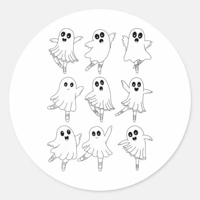 Llet Ghost Dancing Dancer Dance Teacher Halloween  Classic Round Sticker (Front)