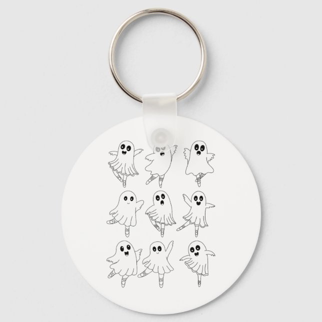 Llet Ghost Dancing Dancer Dance Teacher Halloween  Key Ring (Front)