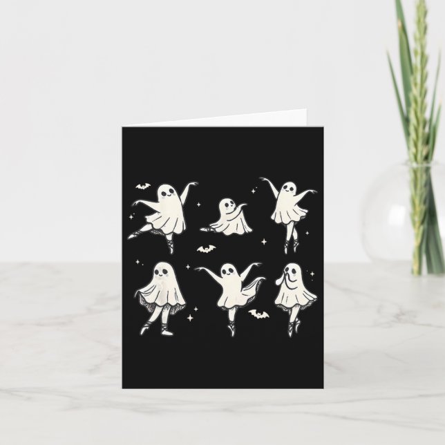 Llet Ghost Llet Dancer Spooky Dance Kids Halloween Card (Front)