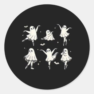 Llet Ghost Llet Dancer Spooky Dance Kids Halloween Classic Round Sticker