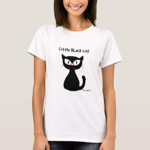Llittle Black Cat Black Cartoon Cat T-Shirt