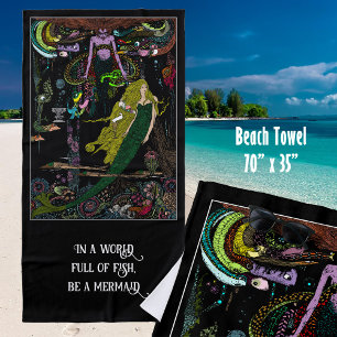 Llittle Mermaid Sea Witch Colorful  Beach Towel