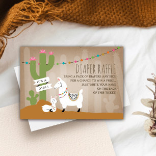 Lllama Mama + Baby Girl Diaper Raffle Enclosure Card