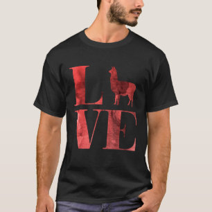 Llove Llama  Red Watercolor Design Mens and Womens T-Shirt