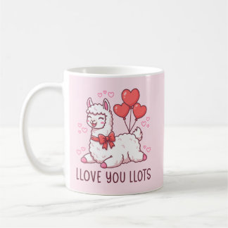 Llove You Llots - Kawaii Llama Valentine Coffee Mug