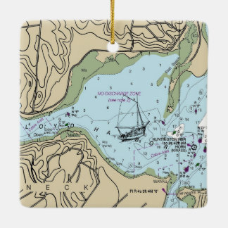 Lloyd Harbour NY Nautical Chart Ceramic Ornament