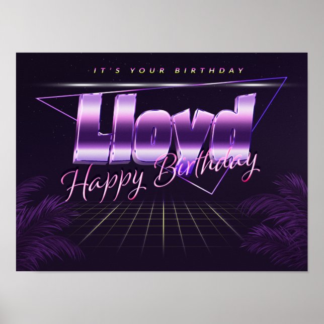 Lloyd Name First Name purla retro Poster Birthday (Front)