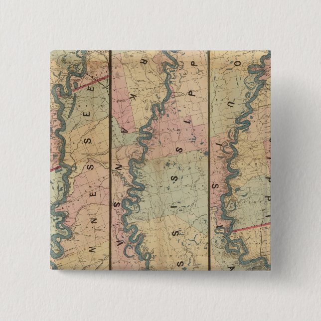 Lloyd's map of the Lower Mississippi River 15 Cm Square Badge (Front)