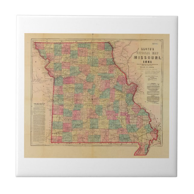 Lloyd's Offical Map of Missouri (1861) Tile (Front)