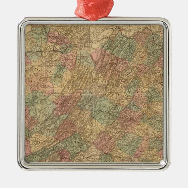 Lloyd's official map of the State of Virginia Metal Ornament (Front)