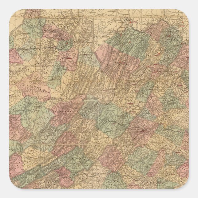 Lloyd's official map of the State of Virginia Square Sticker (Front)