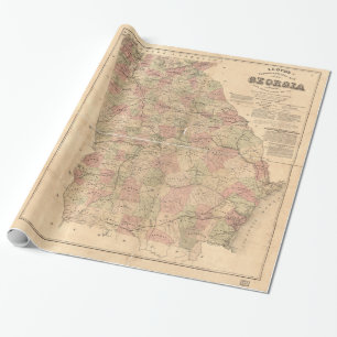Lloyd's Topographical Map of Georgia (1864) Wrapping Paper