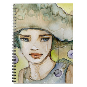 llustration of a beautiful, delicate girl notebook