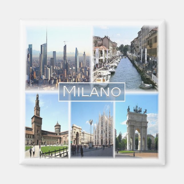 LMD002 MILAN, Mosaic, Lombardy, Italy, Fridge Magnet (Front)