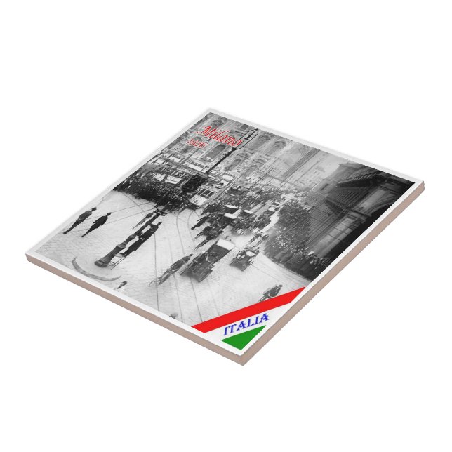 LMD012 MILAN, Piazza Duomo, Cathedral, Ceramic Tile (Side)