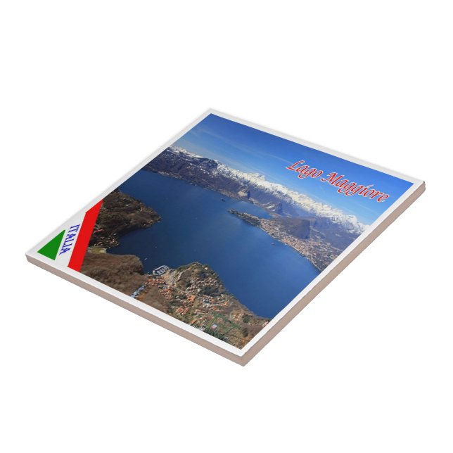LMD077 LAKE MAGGIORE Aerial View,  Italy, Ceramic Tile (Side)