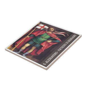LMD102 Saint Alessandro Patron of Bergamo, Ceramic Tile