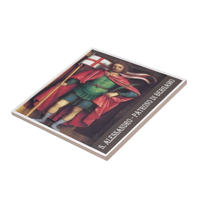 LMD102 Saint Alessandro Patron of Bergamo, Ceramic Tile (Side)