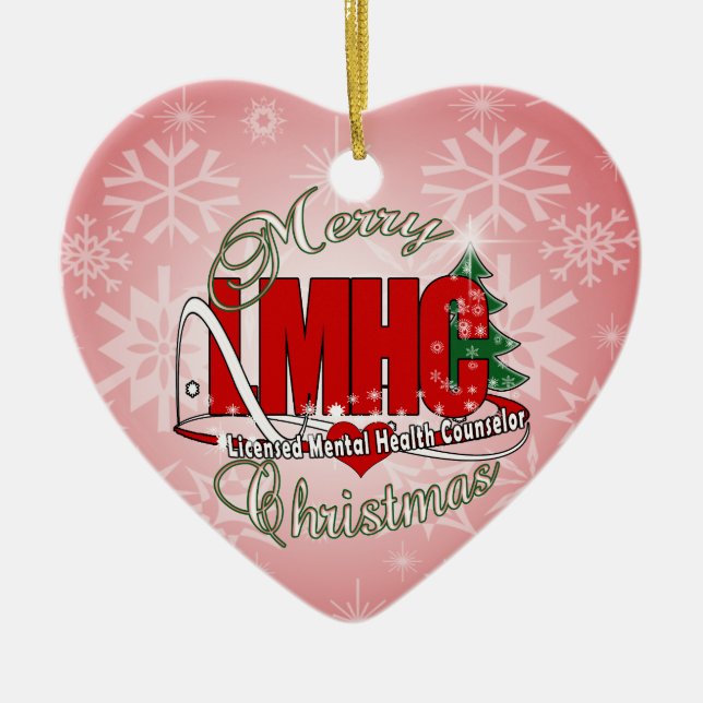 LMHC CHRISTMAS Licensed Mental Health Counsellor Ceramic Ornament (Front)