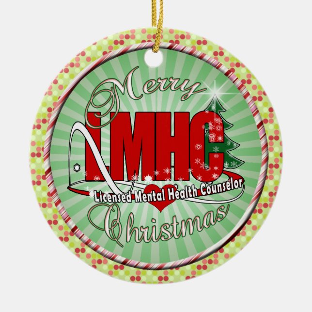 LMHC CHRISTMAS Licensed Mental Health Counsellor Ceramic Tree Decoration (Front)