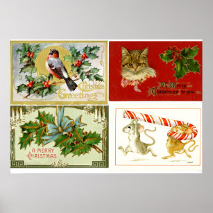 LMU Library Christmas Postcard Collage Poster