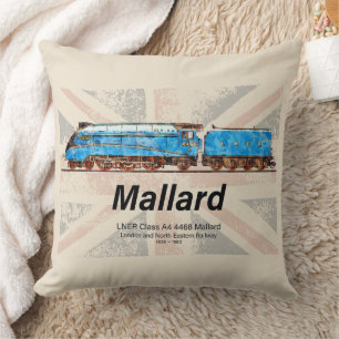 LNER Class A4 Mallard locomotive profile with flag Cushion