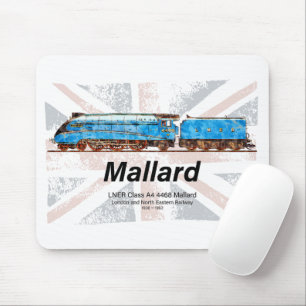 LNER Class A4 Mallard locomotive profile with flag Mouse Pad