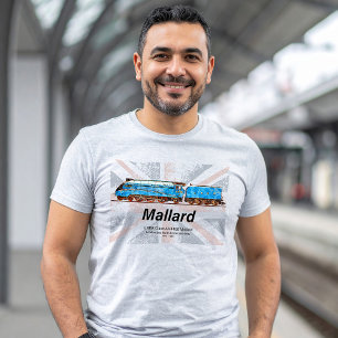LNER Class A4 Mallard locomotive profile with flag T-Shirt