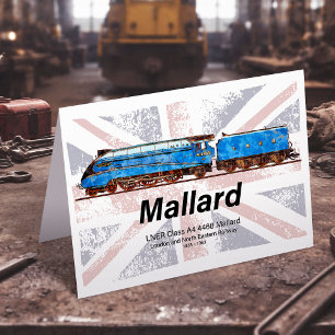 LNER Class A4 Mallard locomotive profile with flag Thank You Card