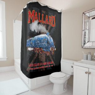 LNER Class A4 Mallard locomotive Union Jack flag Shower Curtain