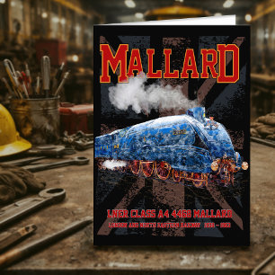 LNER Class A4 Mallard locomotive Union Jack flag Thank You Card