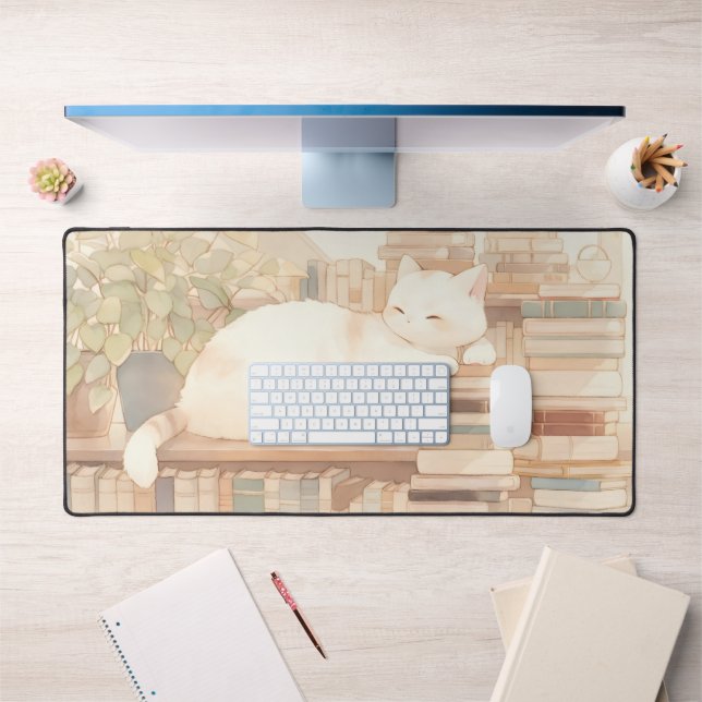 Lo-Fi Cosy Kitty Desktop Mat Mousepad (Office 1)