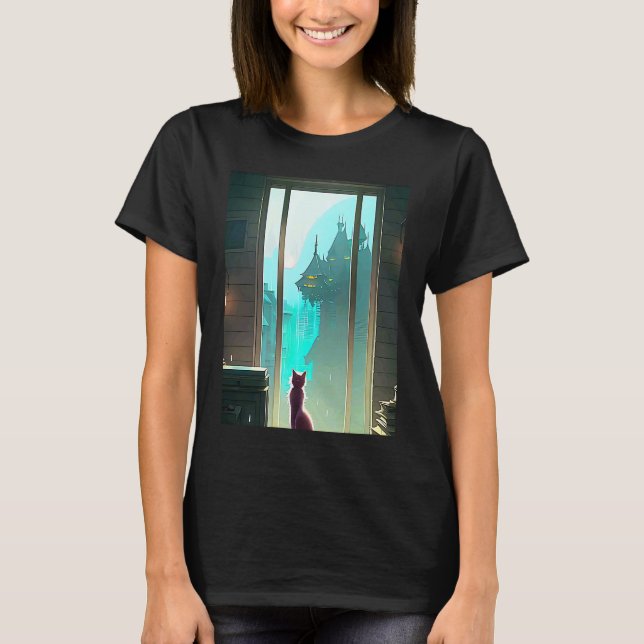 Lo fi hip hop chillhop chill beats aesthetics cat  T-Shirt (Front)