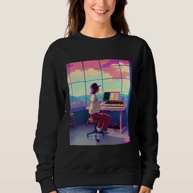 Lo fi hip hop chillhop chill beats aesthetics sweatshirt (Front)