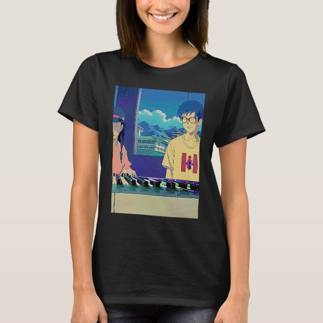 Lo fi hip hop chillhop chill beats lofi aesthetics T-Shirt (Front)