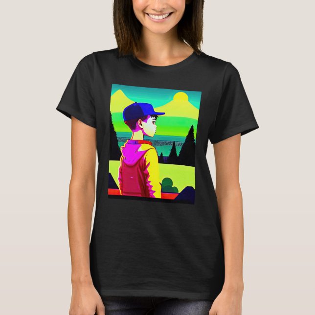 Lo fi hip hop chillhop chill beats lofi aesthetics T-Shirt (Front)