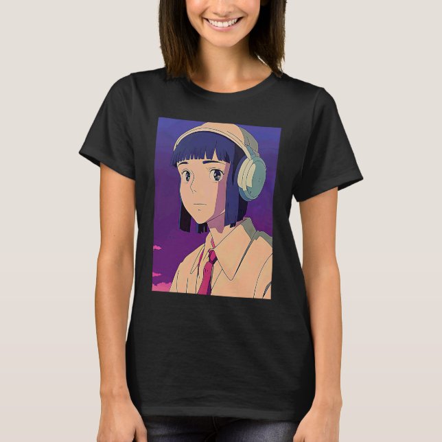 Lo fi hip hop chillhop chill beats lofi aesthetics T-Shirt (Front)